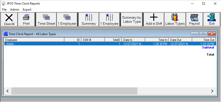 Time Clock Report screenshot