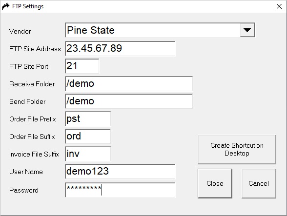 eInvoice FTP Settings