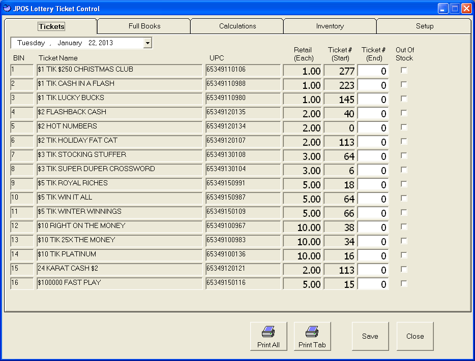 Lottery Control Screenshot